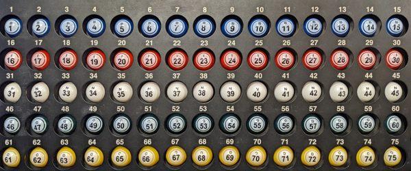 Bingo balls 1 through 75