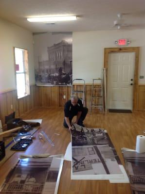 Installing Wall Graphics at Dayton Historical Center