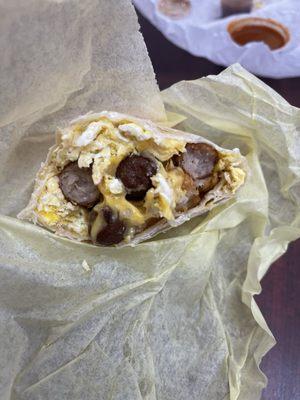 Sausage breakfast burrito