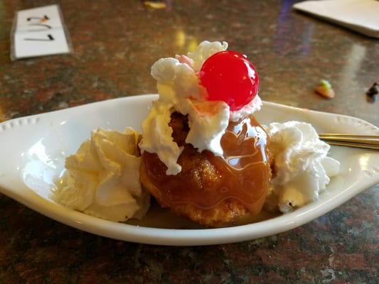 Vanilla ice cream, hand-dipped in a cinnamon coating