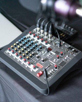 State of the Art Allen & Heath Zedi10FX Interface Mixer to allow for the best quality sound production.