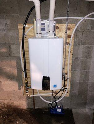 A new, tankless Navien water heater installation.