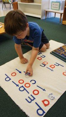 Montessori movable alphabet. Used in the preschool/kindergarten environment.