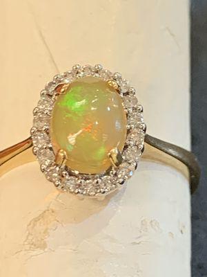 Brilliant Ethiopian Opal and Diamond Ring