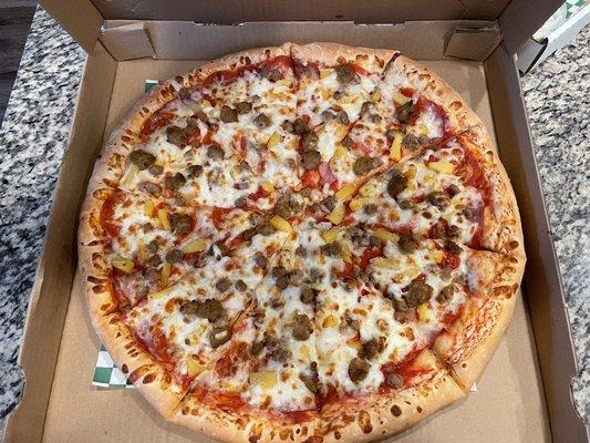 All Meat Pizza with pineapple