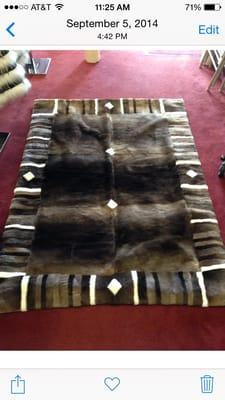 Stunning sheared beaver blanket accented with sheared ivory.