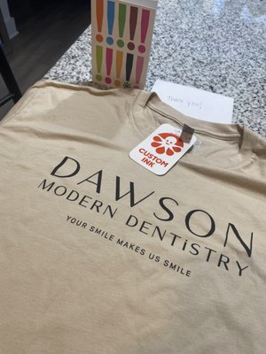 The office sent me a t shirt and sweet thank you note!