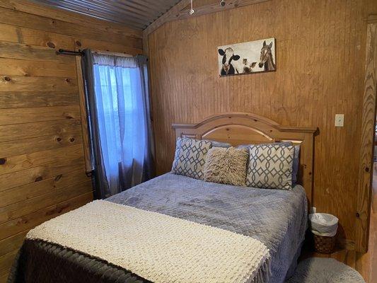 Bedroom of lake cabin