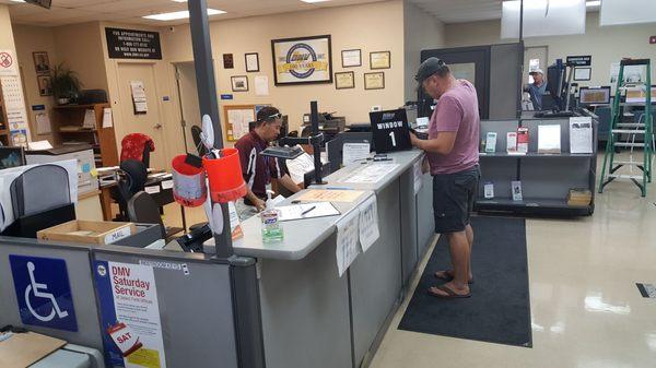 Ticket counter. 2 agents max capacity.