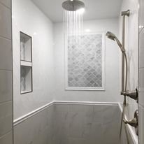 Large walk-in shower with rain head