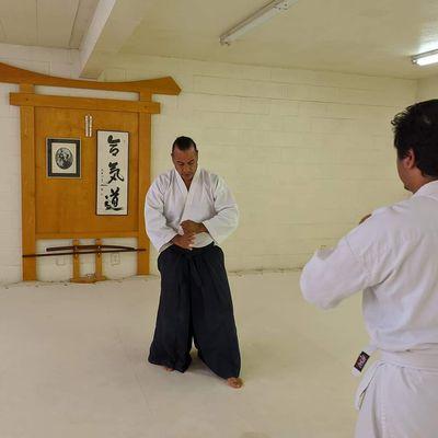 Warm ups. Aikido of River City was gracious to let us teach on their mat. Join us!