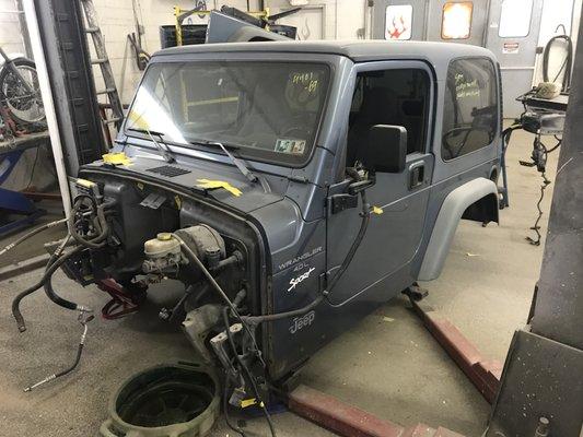 1999 Jeep Wrangler frame replacement.