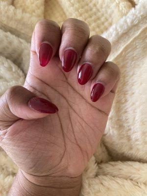 gel mani with acrylic extensions