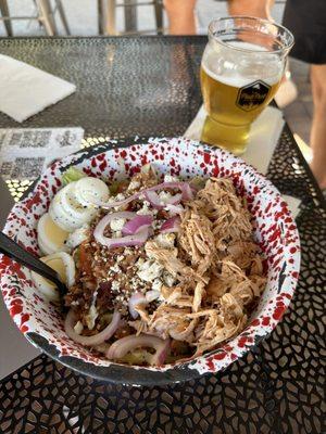 Wedge salad with braised chicken