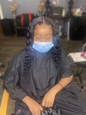 Closure Sew in using deep wave bundles