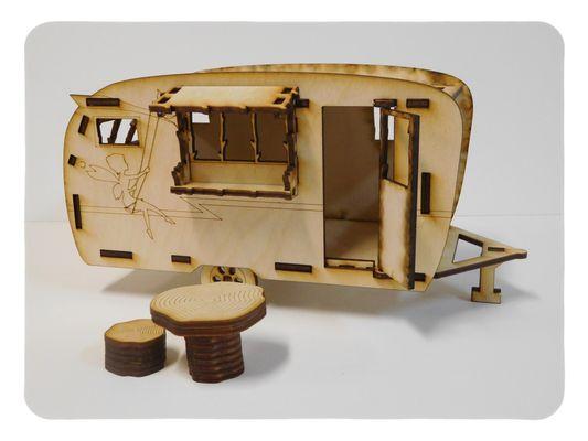 LazerModels Fairy Garden Trailer Wood Model Kit