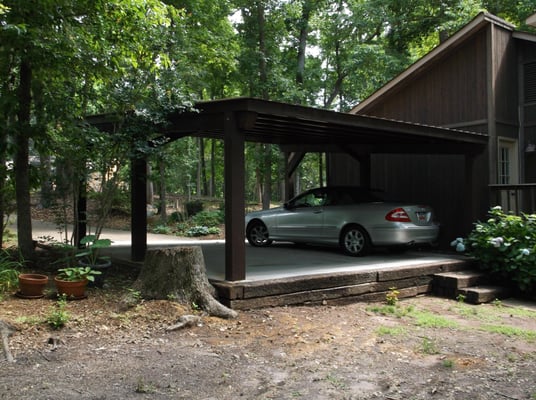 Post and Beam carport, retaining wall and new parking area