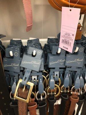 Women's belts. Lots of them! So jam packed. Price ~$12.