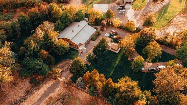 Almost four acres of manicured grounds with the wedding barn at the center.