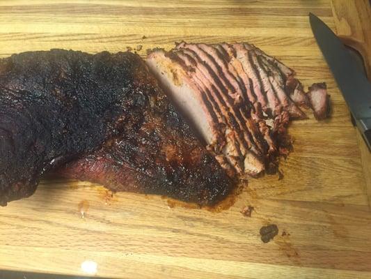 Sliced brisket.