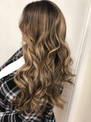 Gorgeous hair, balayage, root touch up, face framing highlights