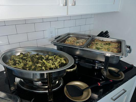 Scrumptious Shrimp stuffed salmon. Heavenly Garlic mashed potatoes. Delicious Broccoli