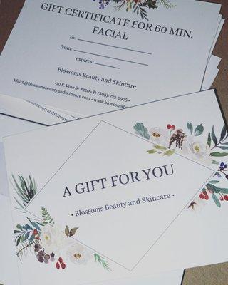 Blossoms has Gift Certificates for the holidaysSpread joy and relaxation to friends and family!