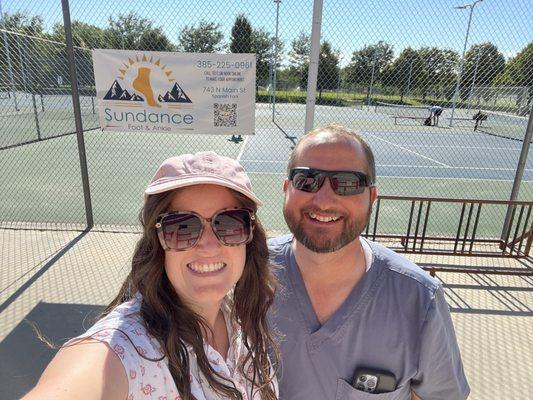 Stopping by the Fiesta Days tennis tourney to see our sponsorship banner! We are proud sponsors of community events such as this!