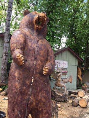 This giant bear is always ready to greet you outside.