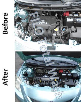 Before & After Photo of an engine detail.