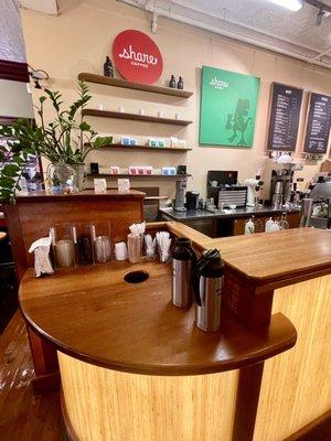 Drink station at end of counter