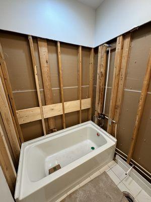 New tub in bathroom remodel