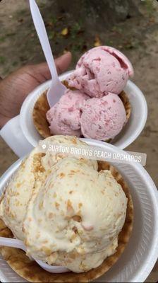 Peach and strawberry ice cream