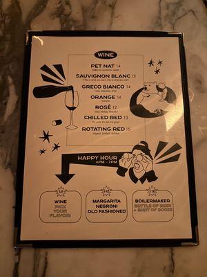 Wine menu