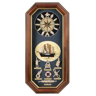 Seafaring Clock - A graceful ship and sailor's knots make this stately clock the crowning glory of your nautical decorating them