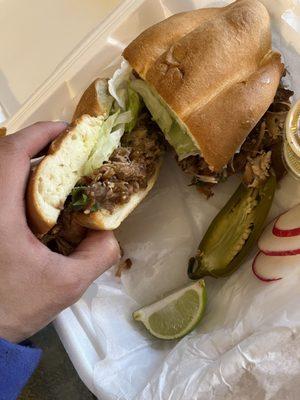 Mixed carnitas torta