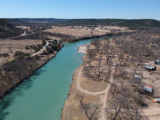 Campground on the right side of river.