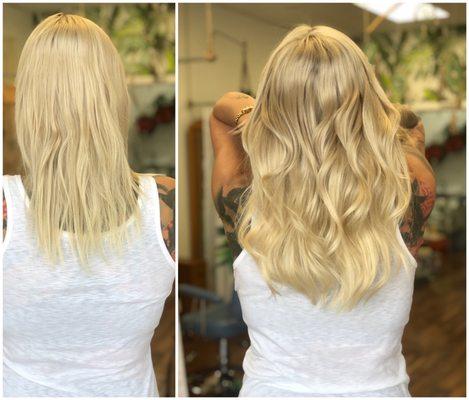 before and after by Meleesa  Hair- Energy-Transformation  Hand tied hair extensions