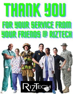 Thank you to all the front line workers who are working so hard to keep us all healthy and safe. We appreciate your service and salute you.