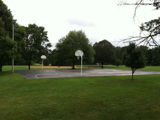 Basketball court and softball field