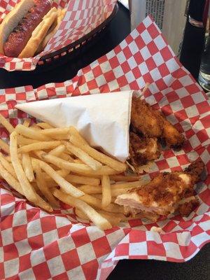 Fried chicken and "waffle cone".