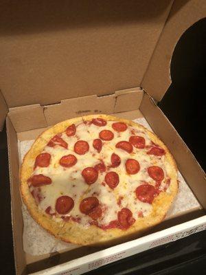 Gluten free pepperoni pizza