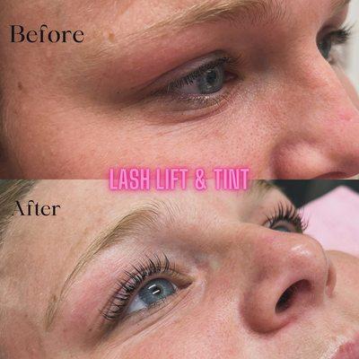 Before and After of a Lash Lift & Tint