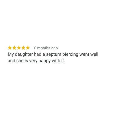 Review from MayJack Piercings on facebook.