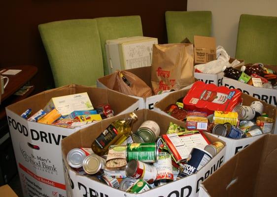 Donations for St Mary's Food Bank from our shred-a-thon.