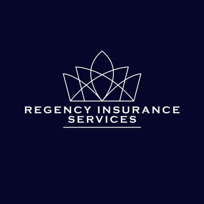 Regency Insurance Services Logo. White logo on navy blue background.