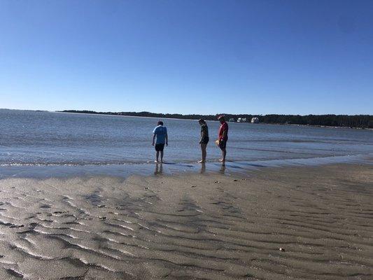 Walking along "vanishing island."