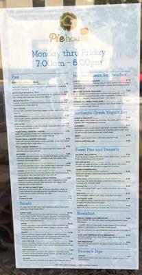 The menu as seen from outside the building.