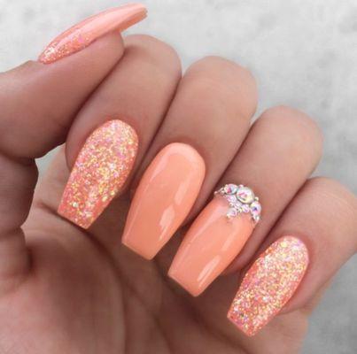 This is what my daughter wanted minus the rhinestones because they said they could do it. They have pictures of similar nails everywhere.