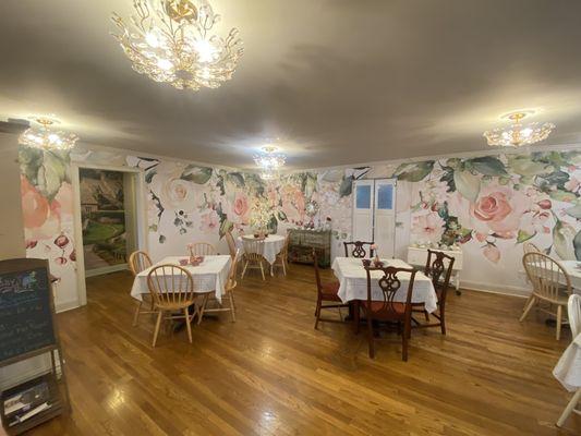 This is one of the dining rooms of the lovely tea and café shop, The Book & Bee.